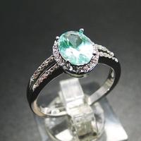 Bague Halo Ovale 6*8mm en Argent Sterling avec Spinelle Verte (Pierre de Naissance de Mai) et Pierre Synthétique – Bijou Tendance