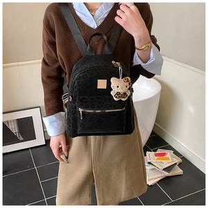 Hot Selling 2026 New Classic Leopard Print Nylon Waterproof Zipper Fashion <b>Backpack</b> Women Large Capacity Outing Travel Versatile - Product Image 2