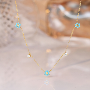 Collier pendentif pour femme CANNER, serti de fleurs, diamants, zircon, émail, plaqué or, nouvelle tendance de la mode féminine, minimaliste - Product Image 6