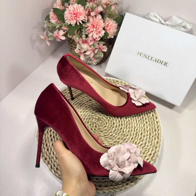 New Flower Designer 2026 Sexy Suede Shoes Ladies Stilettos Office Women's Heels
