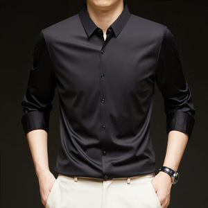 New Fashion <strong>Men</strong> Spring Autumn Solid Color Cheap Shirts Character Button Lapel <strong>Long</strong> Sleeve Business Tops Blouse Casual Shirt - Product Image 3