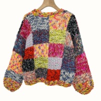 Pull cardigan d'hiver fait main E&L pour femmes, couleur bonbon, motif géométrique, col en V, manches longues, fermeture à boutons, style doux