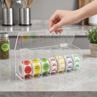 Distributeur d'étiquettes transparent en acrylique réglable à 7 compartiments, boîte d'organisation murale pour la maison et le bureau, pour autocollants hebdomadaires