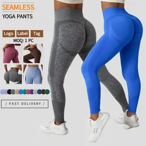 Mallas de entrenamiento sin costuras para mujer, ropa deportiva de compresión, con Logo personalizado, para Fitness y Yoga, venta al por mayor