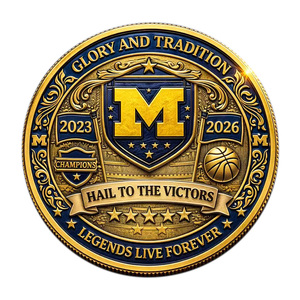 Pièce commémorative de championnat de basketball 2026 des Wolverines de l'Université du Michigan, artisanat métallique, article sportif - Product Image 3