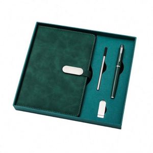 Wholesale Promotional A5 PU Leather Hardcover <b>Journal</b> Notebook for Gift Custom Diary Business Notebook Pen Set With USB Drive - Product Image 4