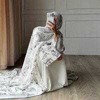 Abaya Sharut Été 2026 Luxe Aïd Kimono Islamique Robe Musulmane Femme Imprimé Floral Magnifique Abaya de Dubaï avec Ensemble Foulard