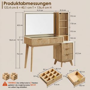 SENYU Coiffeuse moderne en chêne avec miroir éclairé et tiroirs de rangement pour chambre à coucher - Product Image 3