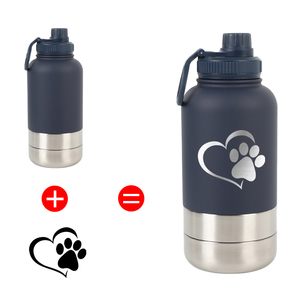 Logotipo personalizado OEM 32oz 3 en 1 Alimentador de mascotas aislado de acero inoxidable 1000ml Botella de agua portátil de viaje al aire libre para perros - Product Image 5
