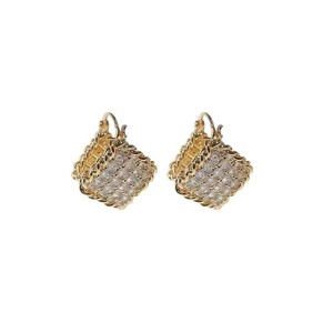 Fashionable Geometric Zircon <b>Stud</b> <b>Earrings</b> Gold A24 Micro Insert Party Jewelry - Product Image 5