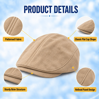 Casquette plate en daim kaki pour hommes et femmes, style classique Ivy, finition brossée douce, chapeau de chauffeur décontracté, minimaliste, couleur unie, vente en gros
