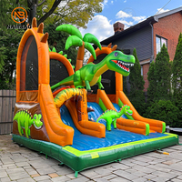 Maison de rebond de dinosaure de fête d'enfants château sautant de dragon combo de videur de château gonflable/toboggan d'eau humide ou sèche