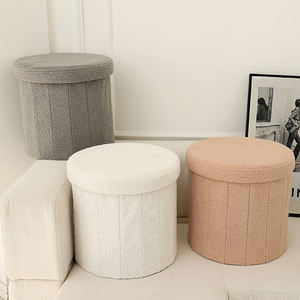 Kadife katlanır osmanlı tezgah küp beyaz oyuncak kadife kumaş ayak dışkı Footrest depolama osmanlı - Product Image 3