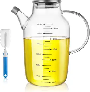 40盎司大玻璃烹饪油瓶，带测量油和醋分配器，用于厨房烹饪大橄榄油分配器