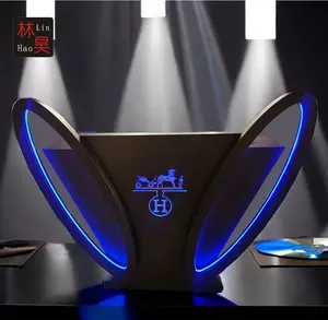 DJ Booth LED yang didukung DMX dalam meja DJ baja tahan karat logam