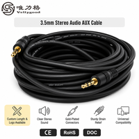 Câble audio plaqué or Vellygood 15m 3,5 mm mâle-mâle, cordon auxiliaire en PVC pour ordinateur, automobile, voiture