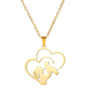 Collar con colgante de corazón hueco de acero inoxidable, joyería de regalo para el Día de la Madre - Product Image 5