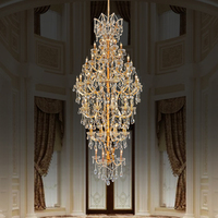 Suspension européenne en verre de luxe en or, escalier, hall d'hôtel, villa, hall, lustre maria theresa en cristal