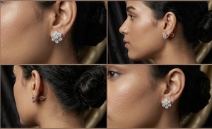 Pendientes de diamantes cultivados en laboratorio con diseño floral en oro de 10 quilates, elegantes joyas florales finas, fabricante mayorista para mujeres. - Product Image 4