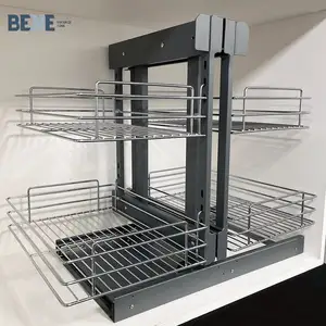 Kitchen pull out wire basket Rack Magic Corner Kitchen Cabinet Wire the chrome plated basket Basket Modular Kitchen