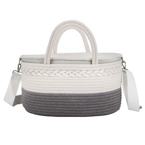 Offre Spéciale bandoulière bébé organisateur sac pépinière panier de rangement personnalisé couche coton corde couche <span class=keywords><strong>Caddy</strong></span> avec couvercle - Product Image 1