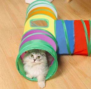 <span class=keywords><strong>Tunnel</strong></span> interactif en forme de T pour animaux de compagnie, toile, tissu pliable, <span class=keywords><strong>tunnel</strong></span> pour chat, jouets pour chat arc-en-ciel - Product Image 6