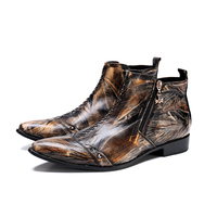 NA207 Bottes de mariage de luxe de style coréen, bottes de moto à bout pointu, bottes de cow-boy, chaussures pour hommes