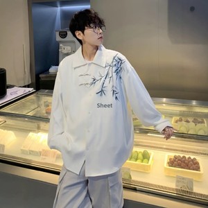 เสื้อฮั่นฝูสไตล์จีน แขนยาว ผ้าโพลีเอสเตอร์ ปักลาย สำหรับฤดูร้อน ผู้ชาย ลำลอง ทรงหลวม ปกเสื้อพับได้ จากผู้ผลิตโดยตรง - Product Image 4
