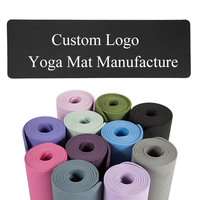 Tapis de yoga TPE personnalisé de haute qualité avec logo laser, 6 mm, antidérapant, violet, écologique, réversible, résistant, imperméable, pliable, pour la maison