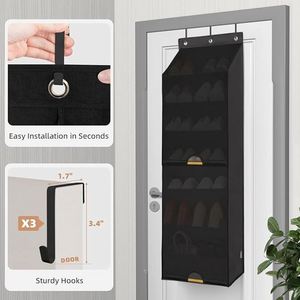 Over the Door Shoe Organizer with Curtain Dustproof Heavy-Duty <b>Large</b> Deep Pocket Hanging Shoe Organizer for Closet Dorm - Product Image 5