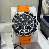 Jam Tangan Chronograph Sport Bosst Pria Angka Arab Bezel Hitam Tiga Mata Dial Tanggal Jam Tangan Kuarsa Fashion HB Relojes