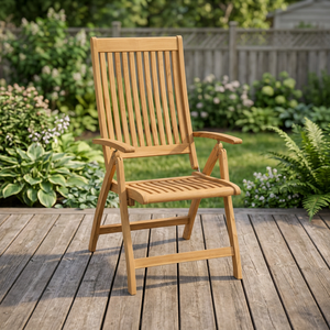 Fauteuil de jardin pliable réglable en teck, moderne, confortable, empilable, imperméable, pour usage extérieur et parcs - Product Image 3