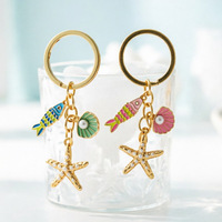 2026 Ensemble d'accessoires en alliage sur le thème de l'océan (petits poissons, étoiles de mer, coquillages) style vacances : pendentif de sac à dos, breloque de téléphone, porte-clés