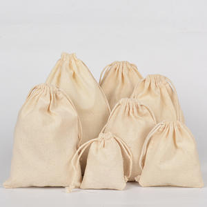 Impression de logo personnalisé 17*23cm Sacs à cordon en mousseline de coton réutilisables Emballage de bijoux de Noël pour artisanat cosmétique Recyclable - Product Image 1