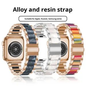 Luxury Metal and Resin Watch Strap for Apple Watch S10 11 46mm Ultra 49mm SE44 mm and 18 20 22mm Watch Replacement Watch Band - Product Image 2