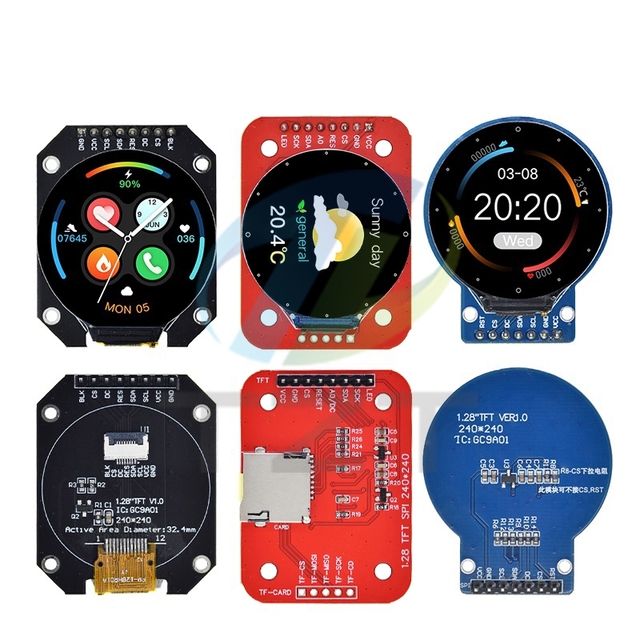 TZT 1.28 Inch TFT LCD Display Module Round RGB IPS HD 240x240 Resolution GC9A01 Driver 4 Wire SPI Interface Adapter Board