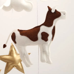 Ferme bébé <span class=keywords><strong>Mobile</strong></span> vache cheval chèvre mouton neutre animaux pépinière <span class=keywords><strong>Mobile</strong></span> feutre berceau lune et nuages - Product Image 3