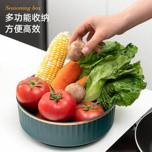 Rotating Condiment Tray Round Multifunctional Storage <b>Rack</b> For Kitchen Seasonings Soy Sauce Vinegar Fruit <b>Plate</b> - Product Image 1