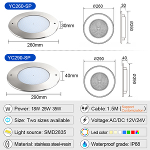 Projecteur LED <span class=keywords><strong>sans</strong></span> <span class=keywords><strong>fil</strong></span> en acier inoxydable IP68 pour <span class=keywords><strong>piscine</strong></span>, rempli de résine, RVB, éclairage subaquatique pour bassin - Product Image 4