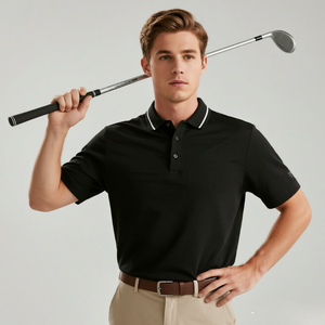 Chemise d'été personnalisée pour homme en tissu doux de haute qualité (86 % polyester, 14 % élasthanne), unie, infroissable, idéale pour le golf et les occasions formelles - Product Image 1
