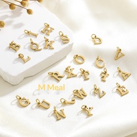 Liontin Huruf Awal A-Z 26 Huruf Alfabet Baja Anti Karat Berlapis Emas Perak untuk Kalung Gelang Gelang Kaki