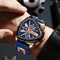 Montre à quartz pour homme noire créative, élégante, sportive, grand cadran triangulaire, chronographe, montre-bracelet, Relogio Masculino