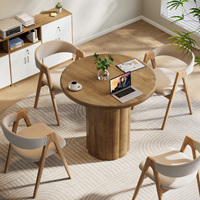 Table de conférence moderne écologique de 31,5 pouces, base robuste à 4 pieds, gestion des câbles, bureau de réception (marron)