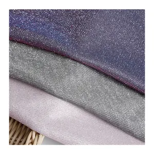 Solid Color Stock Polyester Spandex Knitted Silver Mesh Fabric Metallic Lurex Fabric