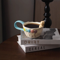 Tasse en céramique sous glaçure motif ours ballon de dessin animé, tasse à eau, lait, flocons d'avoine pour étudiant, tasse à café, cadeau souvenir exquis