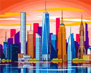 CHENISTORY DZ992184 diy Paint by Numbers Canvas Scenery Oil Painting Poster Beautiful buildings Unfinished Craft Home Decor