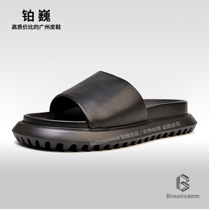 Chaussons en <span class=keywords><strong>cuir</strong></span> véritable pour hommes, fabriqués en peau de <span class=keywords><strong>mouton</strong></span> pleine fleur, nouvelle collection été 2025, sandales à enfiler pour hommes, décontractées <span class=keywords><strong>et</strong></span> élégantes - Product Image 3