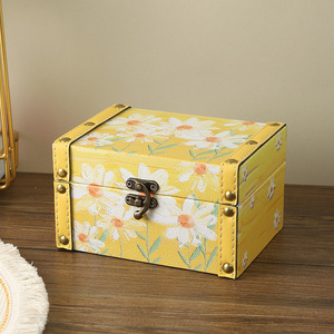 Caja de almacenamiento de madera floral con tapa abatible, caja de joyería, caja de regalo decorativa para organización de escritorio en el hogar u oficina - Product Image 4