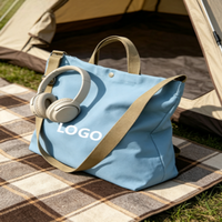Sac fourre-tout ouvert en toile unie avec logo brodé personnalisé, sac à main pour femmes, sac à bandoulière réutilisable multifonctionnel, cadeaux promotionnels d'entreprise