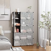 Organisateur de rangement modulaire en cubes, armoire en plastique détachable avec porte, étagère multi-compartiments pour économiser de l'espace, pour la maison, le placard, la chambre